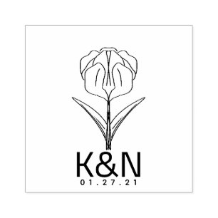 Carimbo De Borracha Arte de Linha de Tulipa Floral Logotipo Inicial Ca