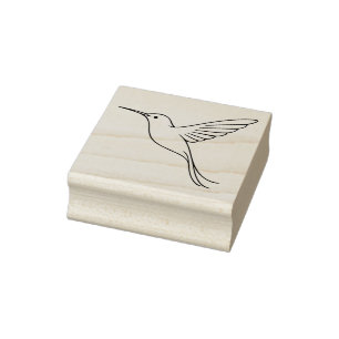 Carimbo De Borracha Arte de Linha Minimalista de Beija-flor em Voo
