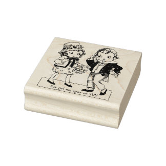 Carimbo De Borracha Arte de São Valentim vintage de menino e menina do