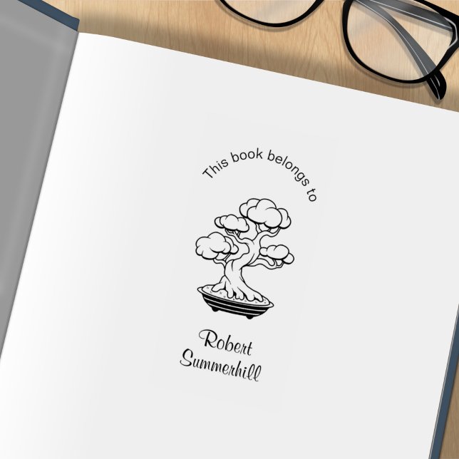 Carimbo De Borracha Árvore Bonsai japonesa em um prato de bandeja (Criador carregado)