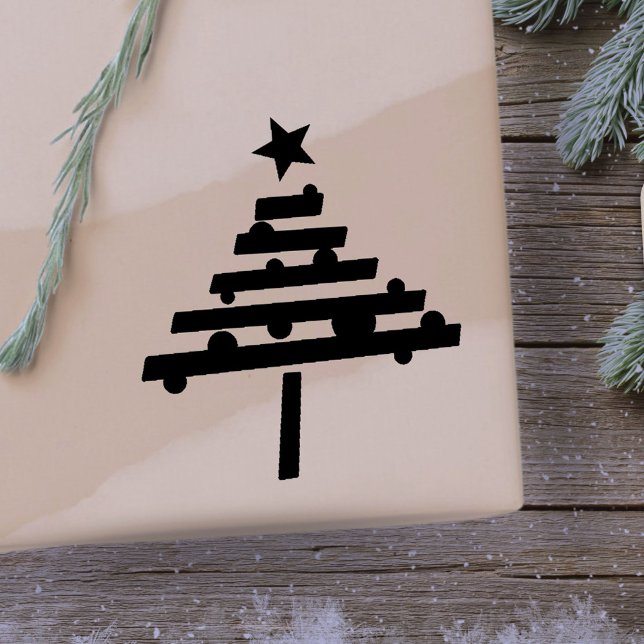Carimbo De Borracha Árvore de Natal Simples com Estrela de Férias (Criador carregado)