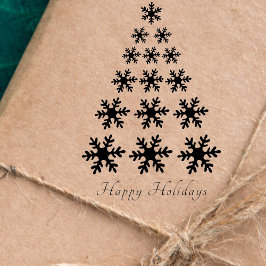 Carimbo De Borracha Árvore de Natal Snowflake Stylish Script Feriado