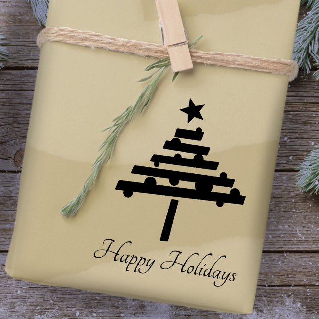 Carimbo De Borracha Árvore de Natal Stylish Script Feriado (Criador carregado)