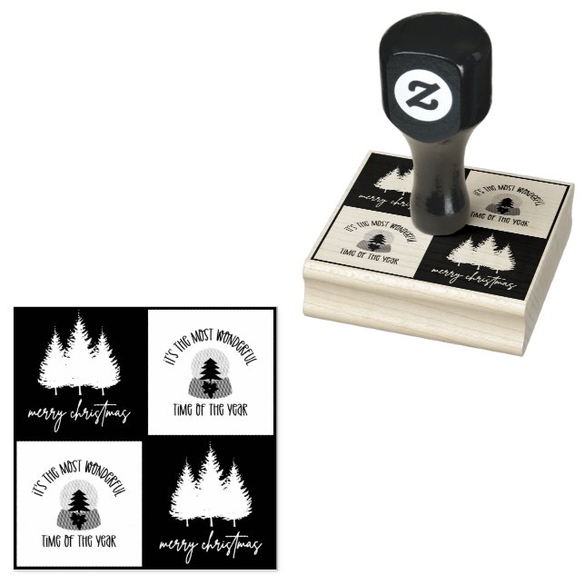 Carimbo De Borracha Árvore Feliz Natal Feriado (Carimbado)