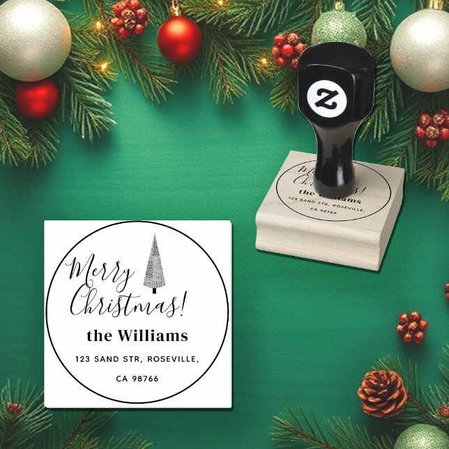 Carimbo De Borracha Árvore Feliz Natal Houndstooth (Criador carregado)