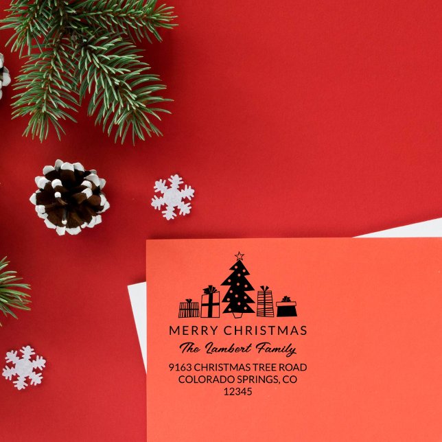 Carimbo De Borracha Árvore Whimsical Morada de Natal (Criador carregado)