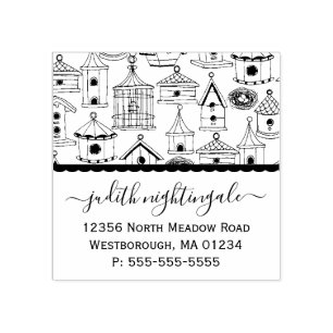 Carimbo De Borracha As casas rústicas do pássaro criam seu próprio