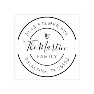 Carimbo De Borracha Auto-cobertura redonda do logotipo do endereço do