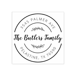 Carimbo De Borracha Auto-cobertura redonda do logotipo do endereço do