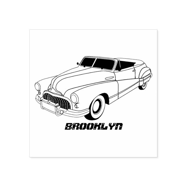 Carimbo De Borracha Automóvel clássico vermelho 1948 (Impressão)
