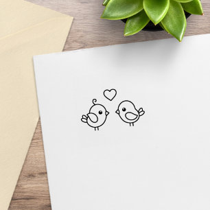 Carimbo De Borracha Aves - Par de Aves de Cartoon Bonitas