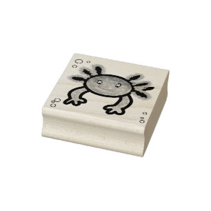 Carimbo De Borracha Axolotl Wood Art Stamp