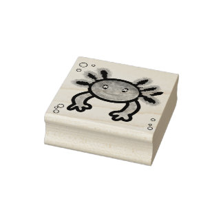Carimbo De Borracha Axolotl Wood Art Stamp