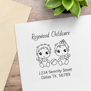 Carimbo De Borracha Baby Boy Girl Daycare Endereço 4