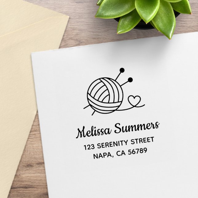 Carimbo De Borracha Ball of Knitting Yarn Artesanato Address (Criador carregado)