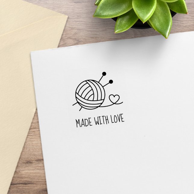 Carimbo De Borracha Ball of Yarn with Knitting Agulha 1x1 (Criador carregado)