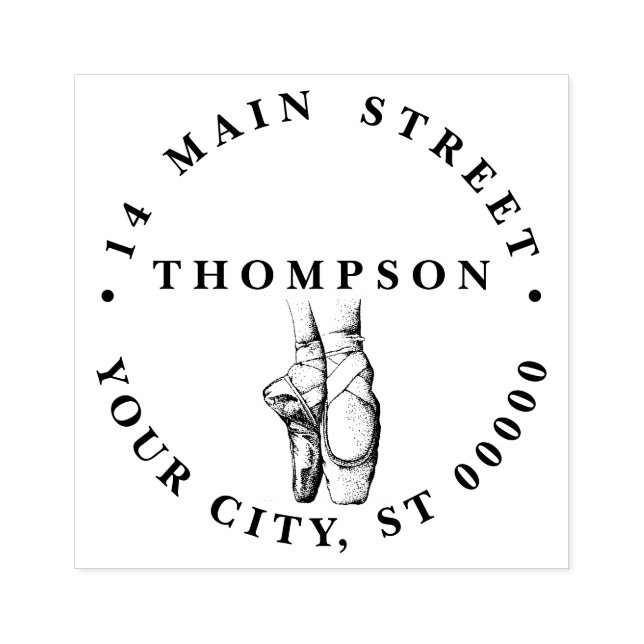 Carimbo De Borracha Ballerina Feet no ponteiro nº 1 Nome Endereço de r (Impressão)