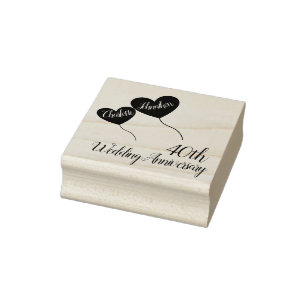 Carimbo De Borracha Balões de coração vermelho no aniversário de c