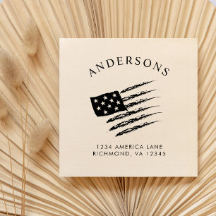 Carimbo De Borracha Bandeira Patriótica Americana Endereço de devol
