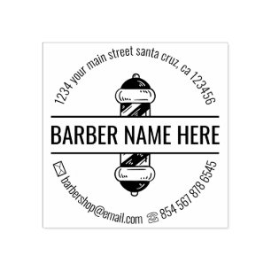 Carimbo De Borracha Barbearia com Logotipo de Poste Moderno
