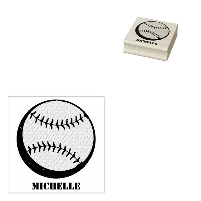 Carimbo De Borracha Baseball de Nome Personalizado (Carimbado)