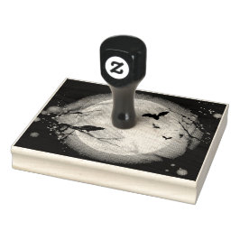 Carimbo De Borracha Bats By the Moon on Halloween