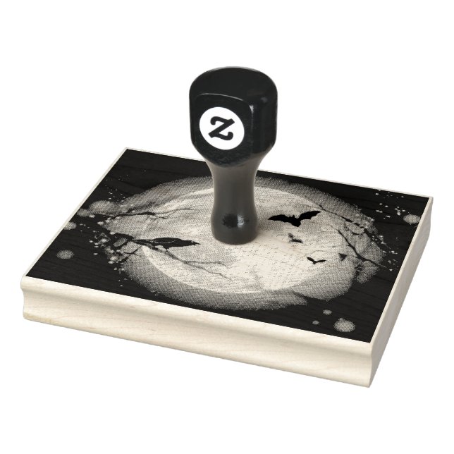 Carimbo De Borracha Bats By the Moon on Halloween (Carimbo)