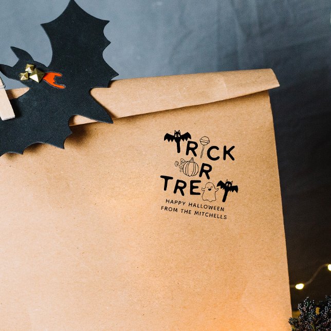 Carimbo De Borracha Bats Pumpkin e Ghost Trick ou Treine Halloween (Criador carregado)