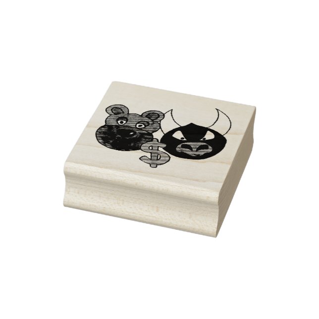 Carimbo De Borracha Bears Bulls Mercado de Ações Dólar Sinal de Dólar  (Carimbo)