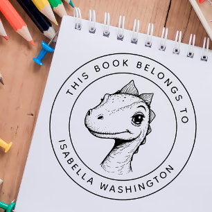 Carimbo De Borracha Bebê Personalizado Dino Este Livro Pertence Ao Nom