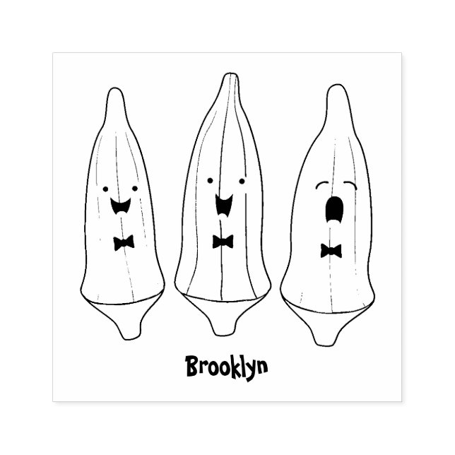 Carimbo De Borracha Bela caricatura de okra (Impressão)