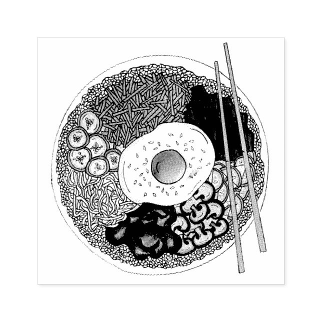 Carimbo De Borracha Bibimbap Cozinhar Coreano Comida Cuisine Rice Vice (Impressão)