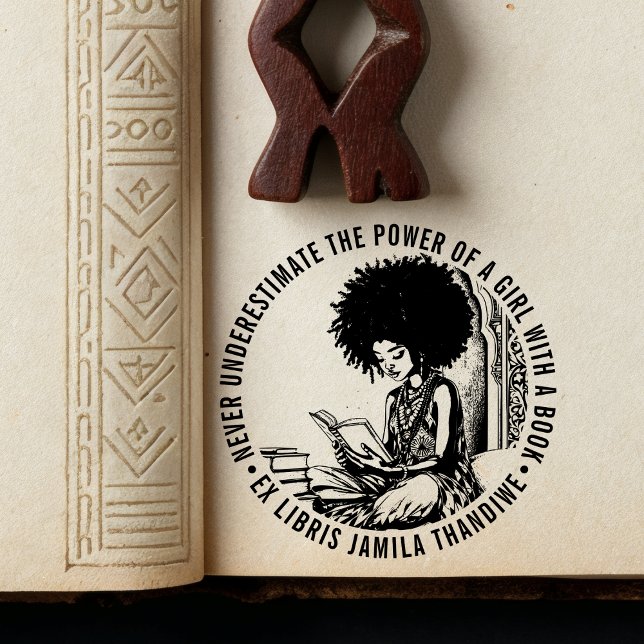 Carimbo De Borracha Biblioteca Afro-Feminista do "Poder de uma Menina" (Criador carregado)