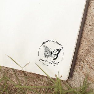 Carimbo De Borracha Biblioteca de Flores Borboleta de Script Simples L
