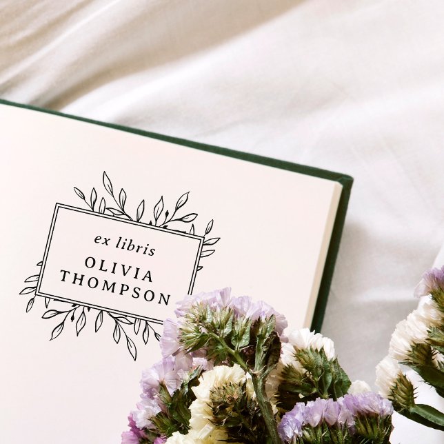 Carimbo De Borracha Biblioteca de nomes ex liris de folhas desenhadas  (Criador carregado)