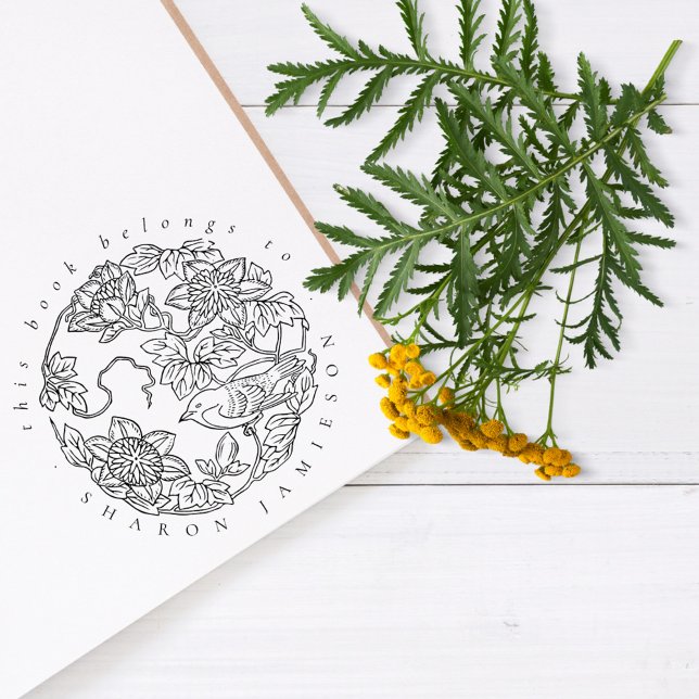 Carimbo De Borracha Biblioteca de Nomes Personalizados de Ave Floral R (Criador carregado)