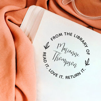 Carimbo De Borracha Biblioteca de Redondos de Script Simples e Minimal