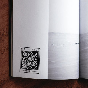 Carimbo De Borracha Biblioteca Personalizada Ex Libris de Flores Vinta