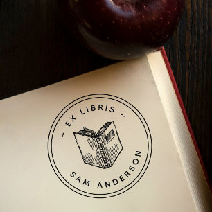 Carimbo De Borracha Biblioteca Redonda de Livros Redondos Vintage Ex L