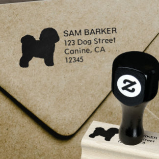 Carimbo De Borracha Bichon Frise Dog Raça Silhouette Endereço de Devol