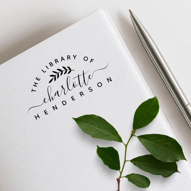 Carimbo De Borracha Biologia Elegante Clássica Da Biblioteca Do Livro (Criador carregado)