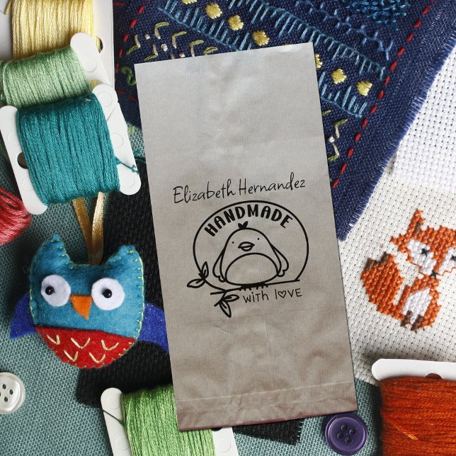 Carimbo De Borracha Bird Cuja Mão é Feita com Amor (Criador carregado)