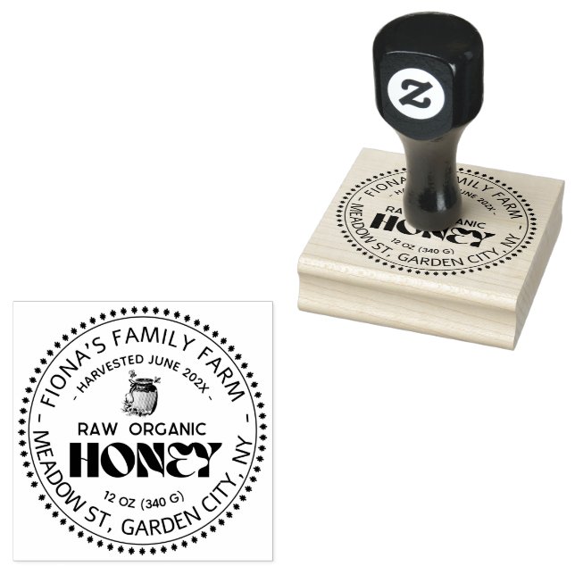 Carimbo De Borracha Black Bee Honey Label Metallic Gold Text  (Carimbado)