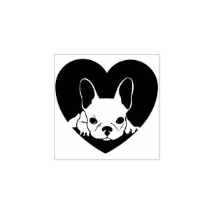 Carimbo De Borracha Black Heart Simple French Bulldog