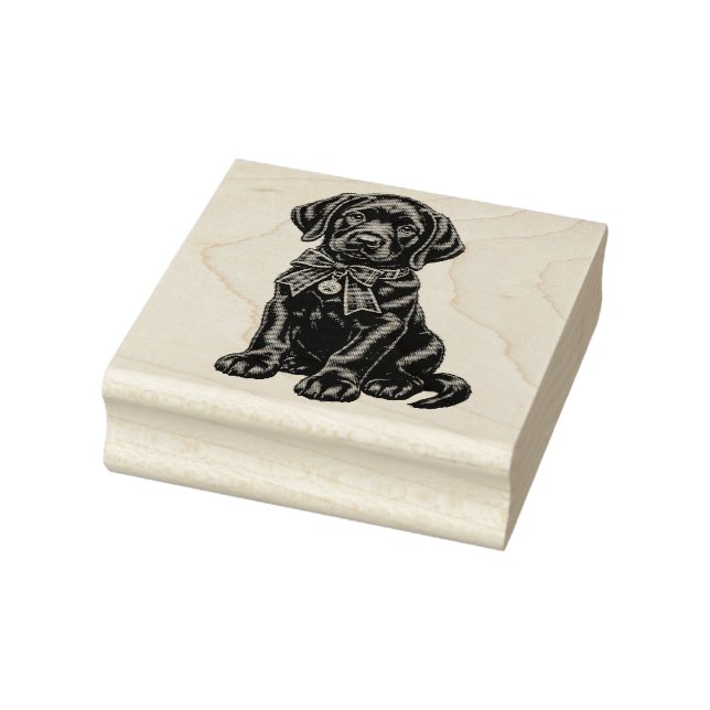 Carimbo De Borracha Black Lab Wearing a Bow Cute Rubber Stamp (Carimbo)