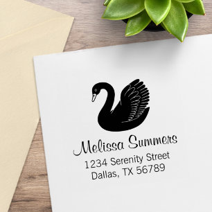 Carimbo De Borracha Black Swan Wings up Address