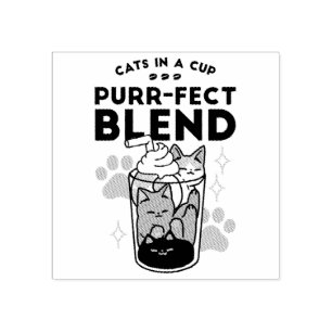 Carimbo De Borracha Blend Puro: Arte de Gato e Café para Pet-Lovers