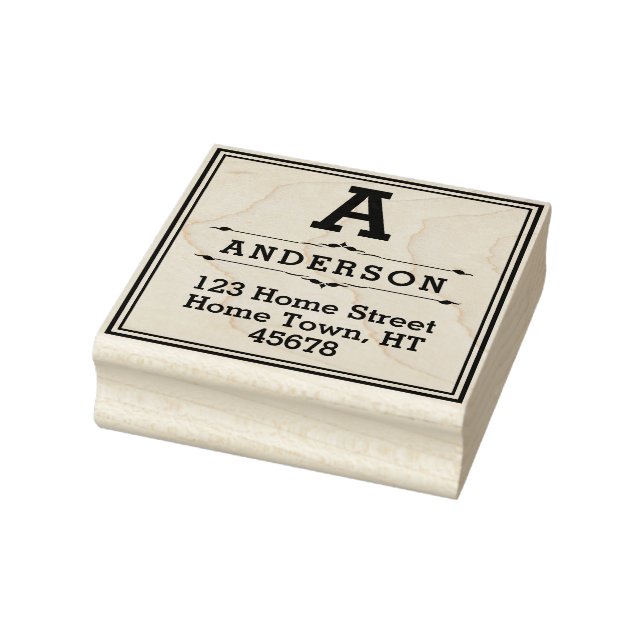 Carimbo De Borracha Bloco Quadrado Monograma Endereço de Devolução (Carimbo)