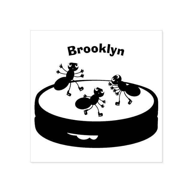 Carimbo De Borracha Boas formigas patinando em desenho de biscoito (Impressão)