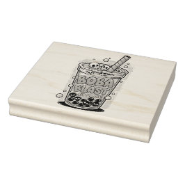 Carimbo De Borracha Boba Blast – Sip or Die! Wood Art Stamp